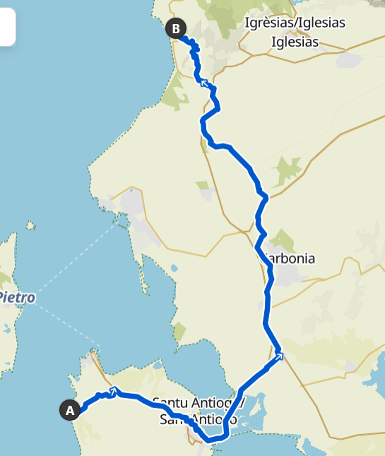 Planned route day 4 Calasetta - Nebida