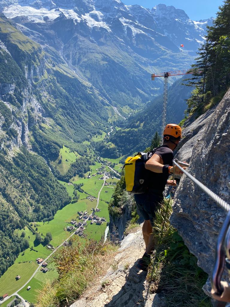 Alex on the via ferrata in the Lauterbrunnen valley